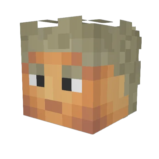 24K_Gold Minecraft avatar head, 3D render