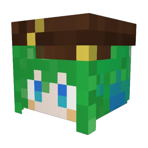 28_Futaba Minecraft avatar head, 3D render