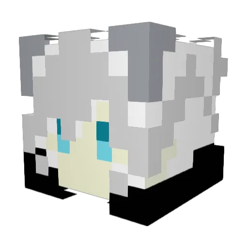2Yuxue Minecraft avatar head, 3D render