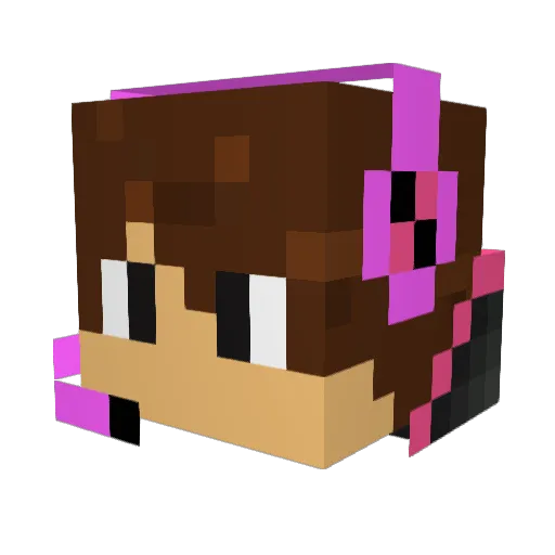 345pink Minecraft avatar head, 3D render