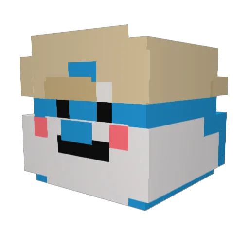 36s Minecraft avatar head, 3D render