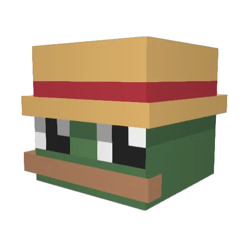 3qaw Minecraft avatar head, 3D render
