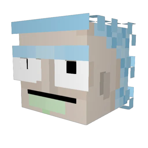 420Rick Minecraft avatar head, 3D render
