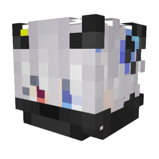4QFlllk Minecraft avatar head, 3D render