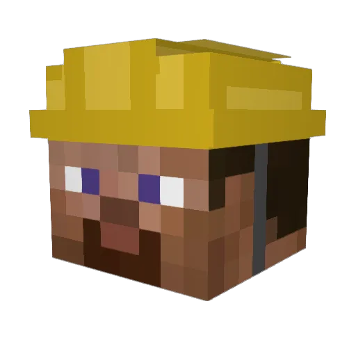 8bit_man Minecraft avatar head, 3D render