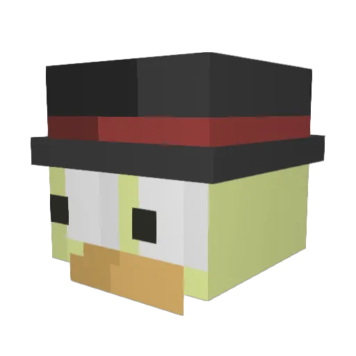 ADuckWithATopHat Minecraft avatar head, 3D render