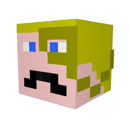 AIIano Minecraft avatar head, 3D render