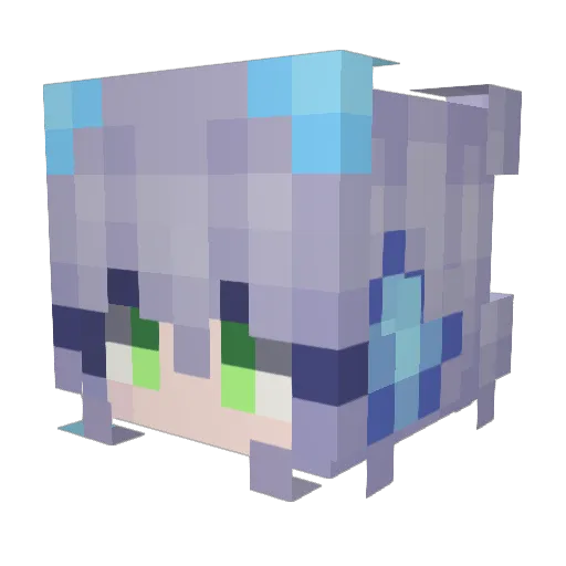 AJiuLingFia Minecraft avatar head, 3D render