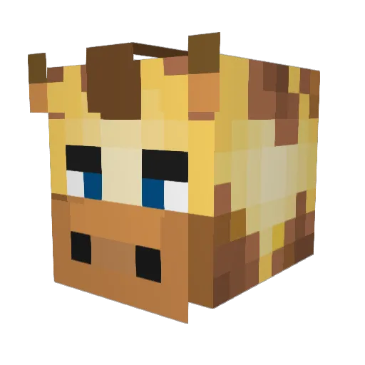 AUS_Giraffe Minecraft avatar head, 3D render