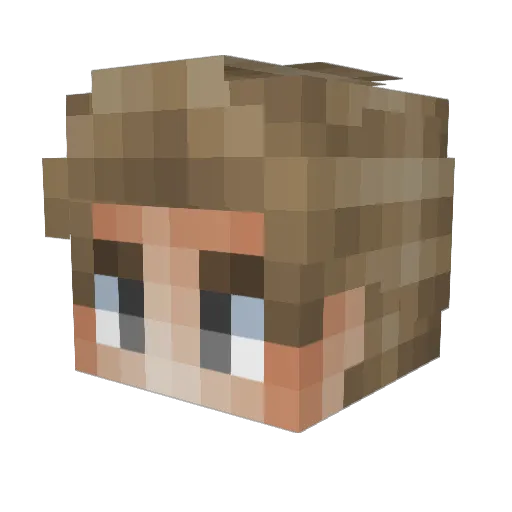 AWCII Minecraft avatar head, 3D render