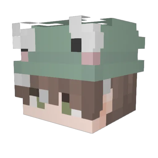 Aa_lian Minecraft avatar head, 3D render