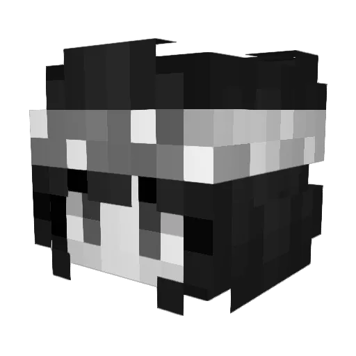 Achromatic Minecraft avatar head, 3D render