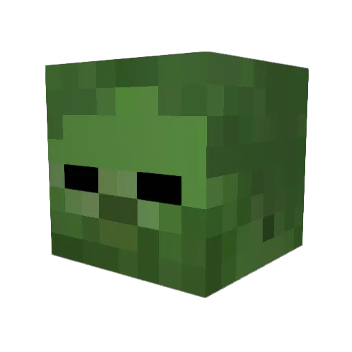 Action_Zombie Minecraft avatar head, 3D render