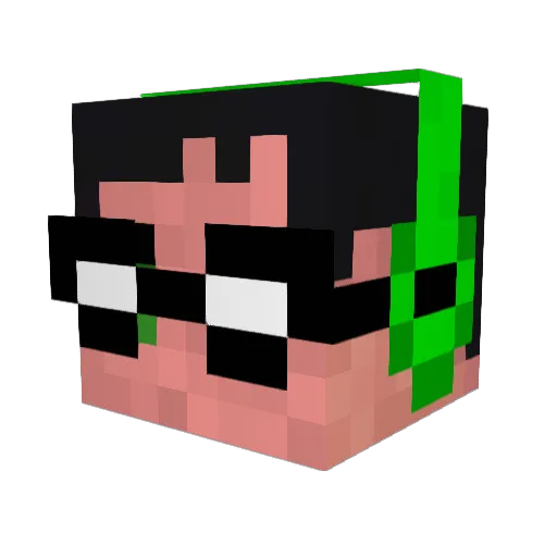 ActualGreen Minecraft avatar head, 3D render