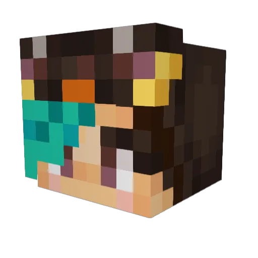 Adeli3 Minecraft avatar head, 3D render