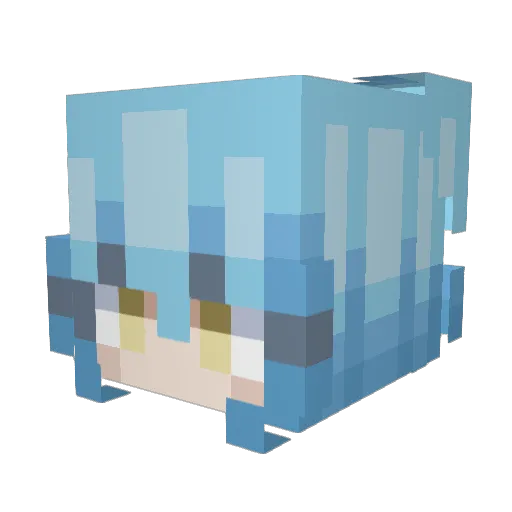 Aff_Azure Minecraft avatar head, 3D render