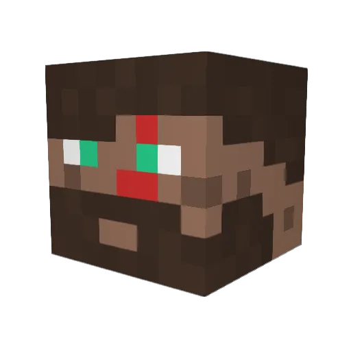Ahguan Minecraft avatar head, 3D render