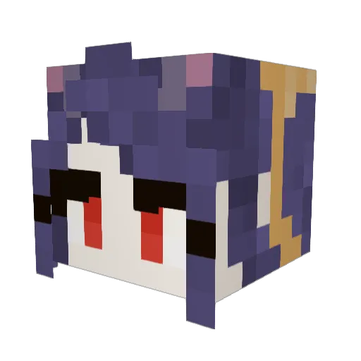 AiFuuka Minecraft avatar head, 3D render
