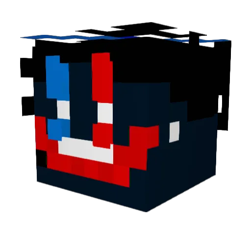 AiXoV Minecraft avatar head, 3D render
