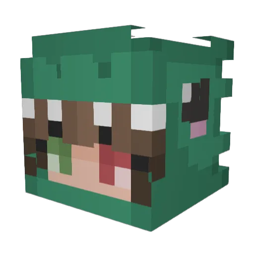 Aidasaurus Minecraft avatar head, 3D render