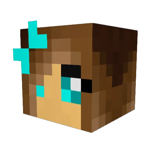 AierEx Minecraft avatar head, 3D render