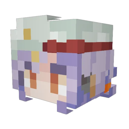 Aigamee Minecraft avatar head, 3D render