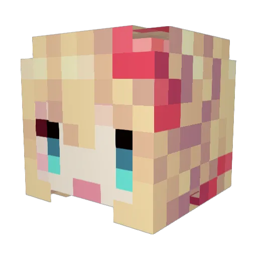 AkaiHaato Minecraft avatar head, 3D render