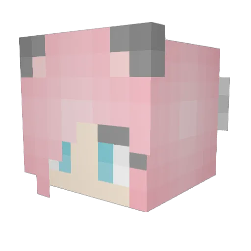 Akiko_Yuzuki Minecraft avatar head, 3D render