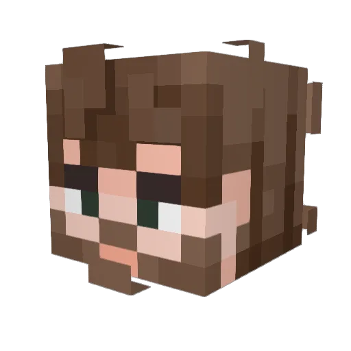 Akomik Minecraft avatar head, 3D render