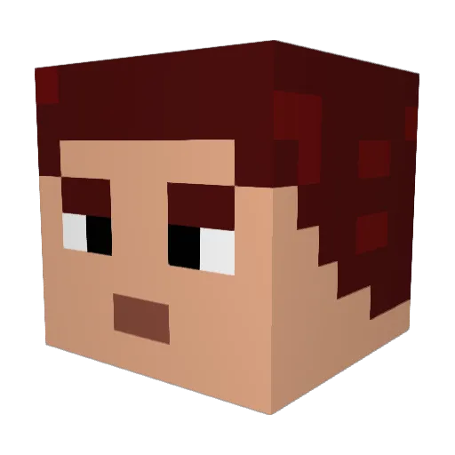 AlbiBara Minecraft avatar head, 3D render