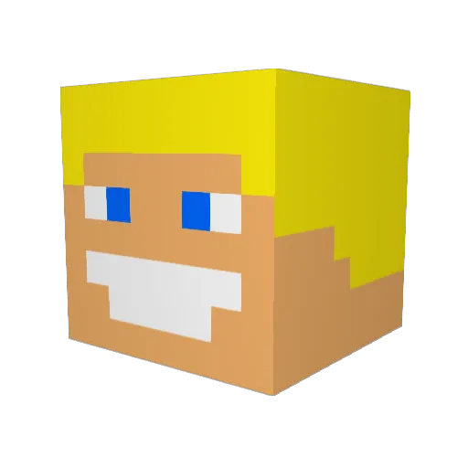 Albinnos Minecraft avatar head, 3D render