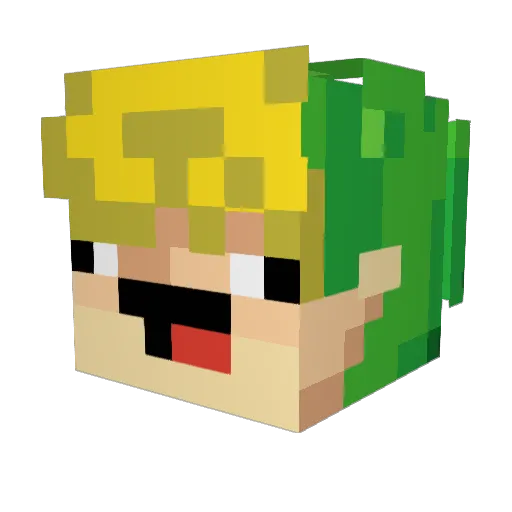 AlfredSuper Minecraft avatar head, 3D render