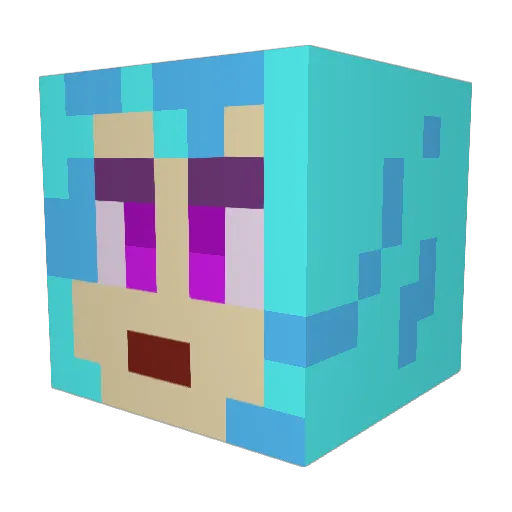 Alice72 Minecraft avatar head, 3D render