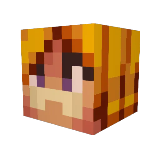 AlphabetEyes Minecraft avatar head, 3D render