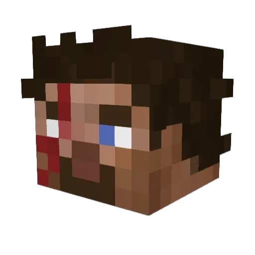 AmNova Minecraft avatar head, 3D render
