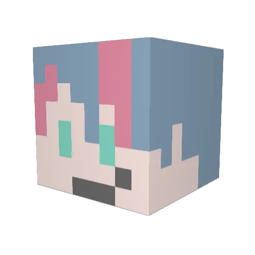 Ame_aoi Minecraft avatar head, 3D render