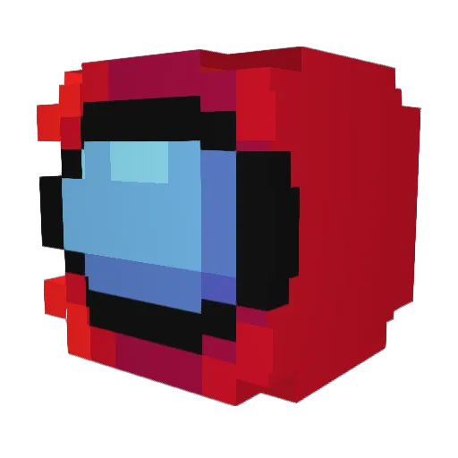 AmongSus Minecraft avatar head, 3D render