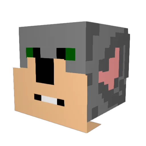 AmpedRat Minecraft avatar head, 3D render