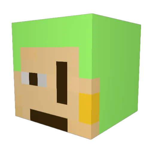 Andilulu Minecraft avatar head, 3D render