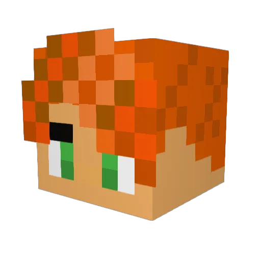 Angelfiring Minecraft avatar head, 3D render