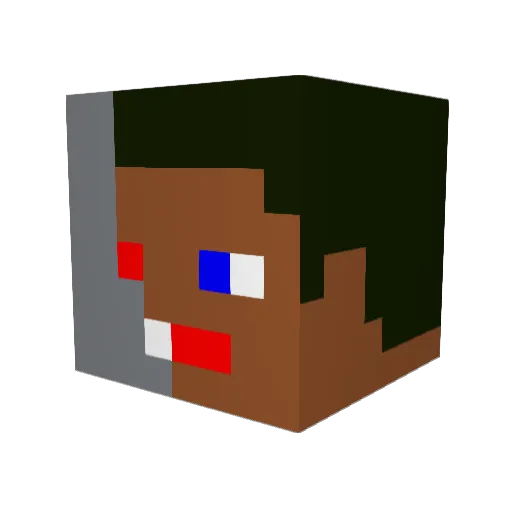AngryHairDog Minecraft avatar head, 3D render