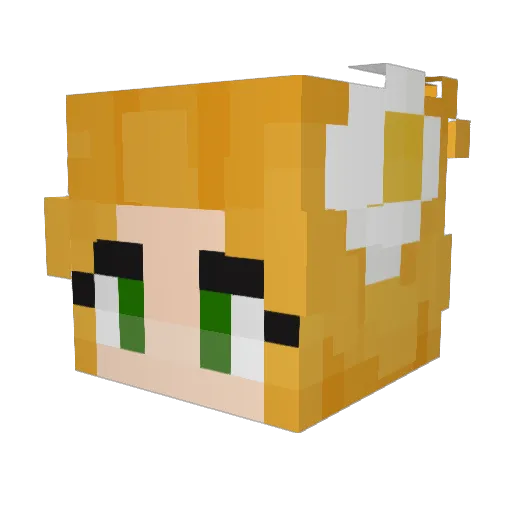 Animeani Minecraft avatar head, 3D render