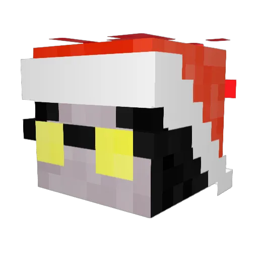 Anionwodoru Minecraft avatar head, 3D render