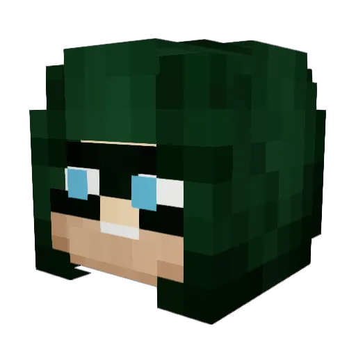 Anvilled Minecraft avatar head, 3D render