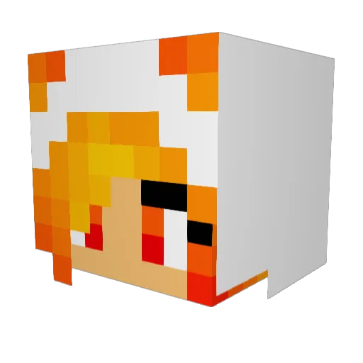 Anyouu Minecraft avatar head, 3D render