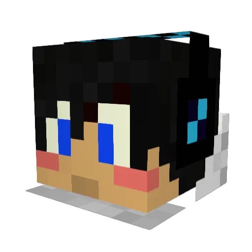 AoBloo Minecraft avatar head, 3D render