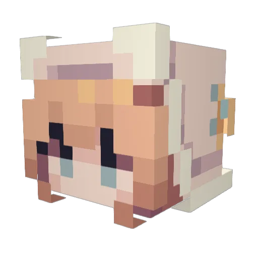 Aqua34 Minecraft avatar head, 3D render