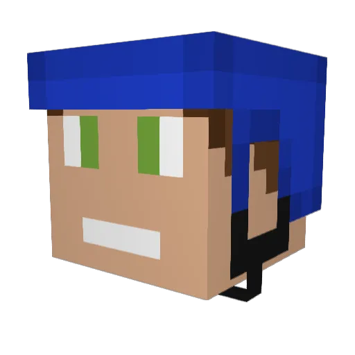 AquaCin Minecraft avatar head, 3D render