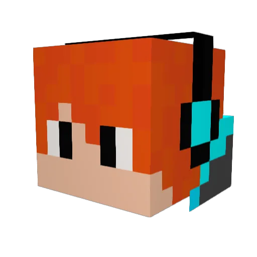 AquaIceCrystal Minecraft avatar head, 3D render