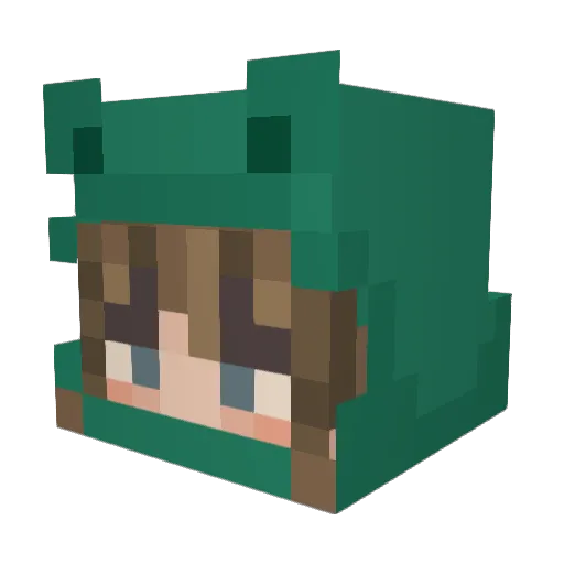 AquaKatze Minecraft avatar head, 3D render